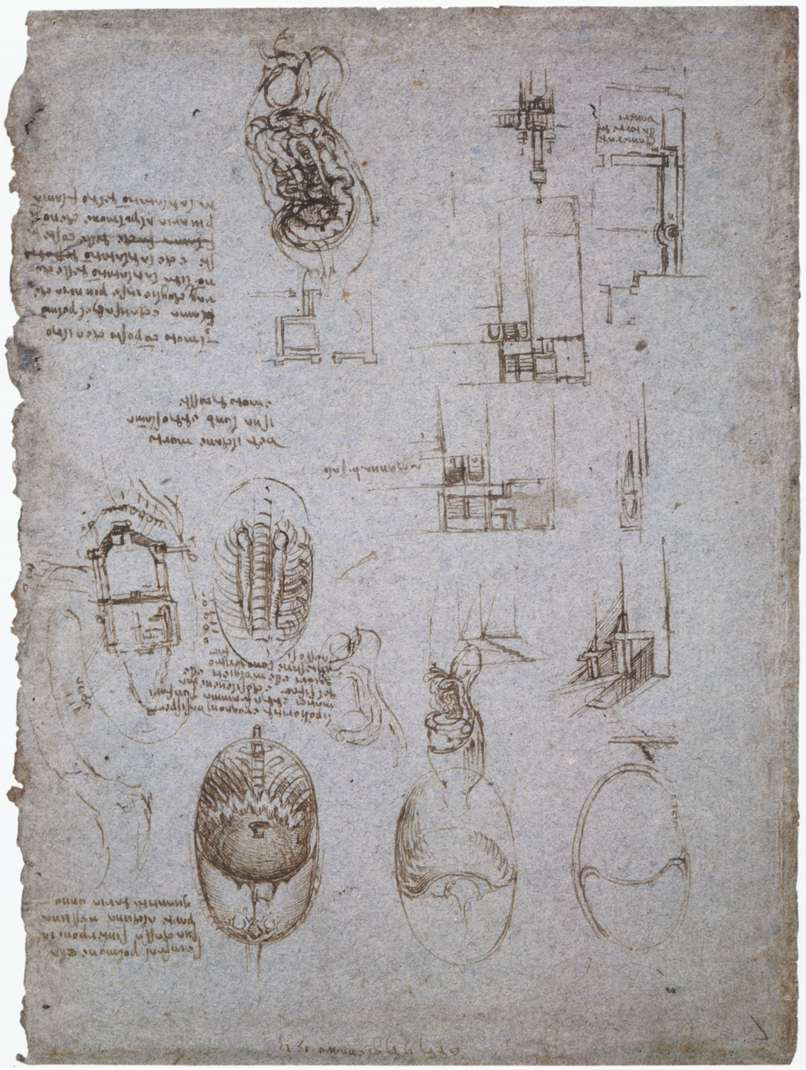 Leonardo da Vinci - Studies of the Villa Melzi and anatomical study 1513