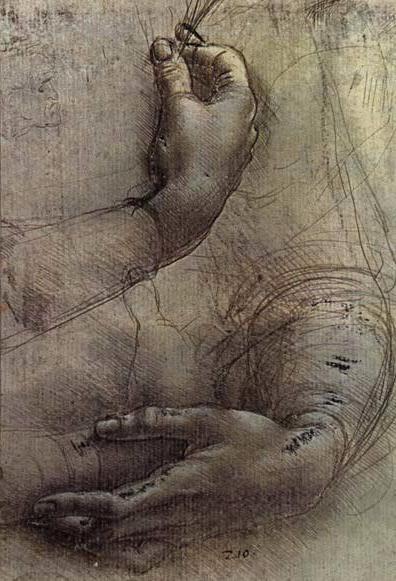 Leonardo da Vinci - Study of Arms and Hands, a sketch by da Vinci popularly considered to be a preliminary study for the painting Lady with an Ermine