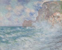 Claude Monet - Etretat, falaise et Porte d'Amont, grosse mer 1883
